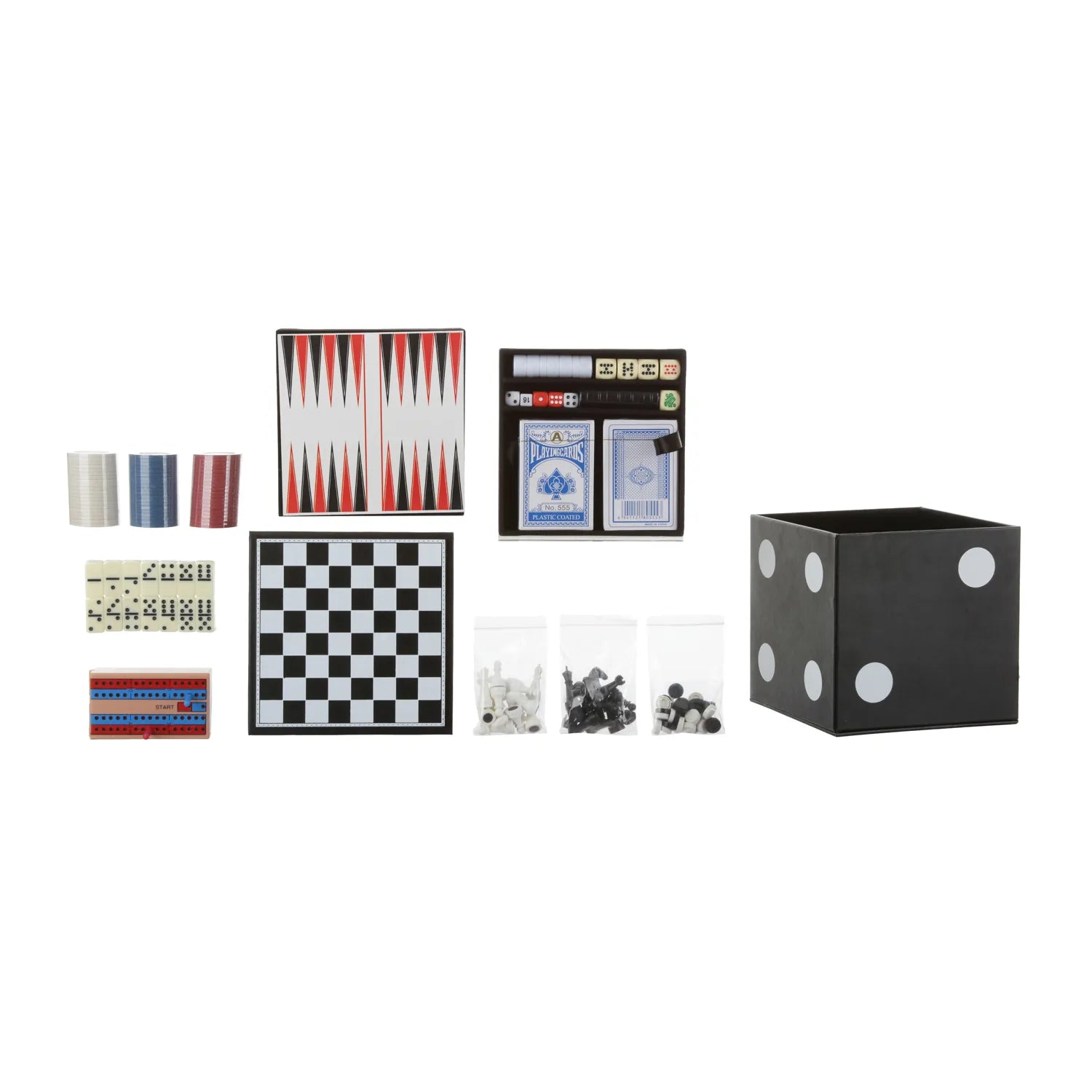 Set 6 Giochi Classici in 1 Scatola: Include Poker, Dama, Scacchi e Altro, Giochi da Tavolo | Kasanova