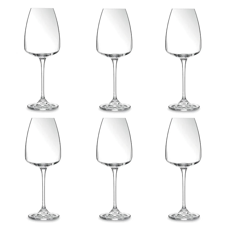 Set 6 Calici Bicchieri da Vino Bianco Ml 440 in Cristallo di Boemia BOH, Idea Regalo di Natale | Kasanova