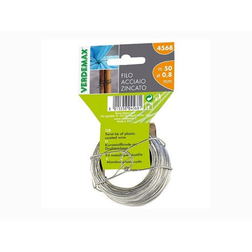 Filo Tondo in Acciaio Zincato Ø 0,8 mm Bobina 5 Metri Verdemax