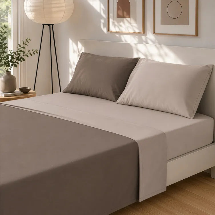 Kasanova Completo Letto Matrimoniale Manopesca Tortora Bicolore 4 Pezzi