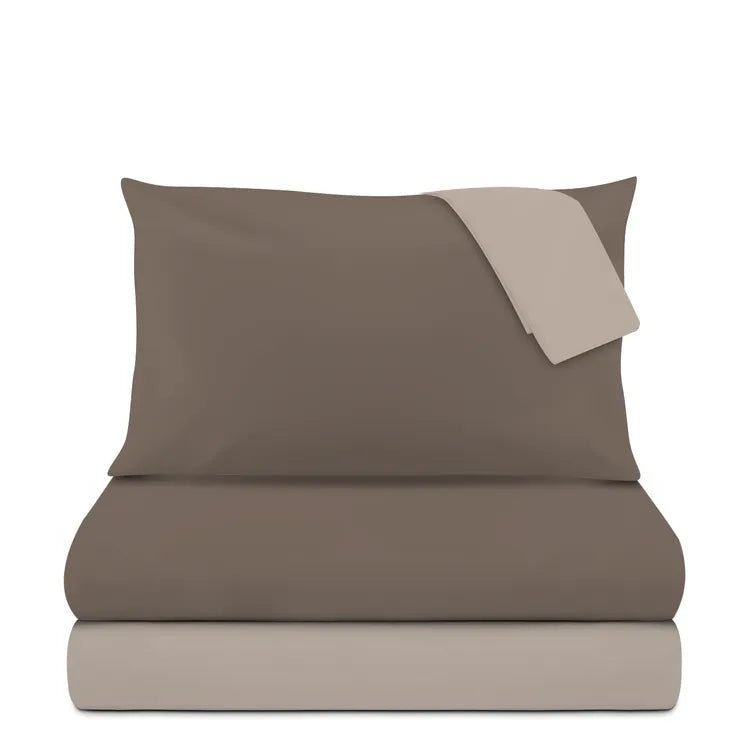 Kasanova Completo Letto Matrimoniale Manopesca Tortora Bicolore 4 Pezzi