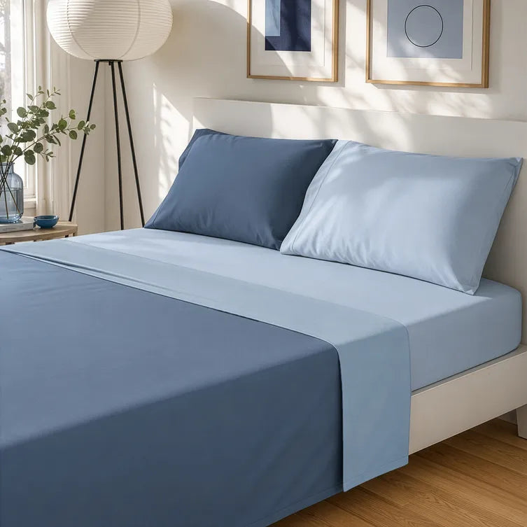Kasanova Completo Letto Matrimoniale Manopesca Blu Bicolore