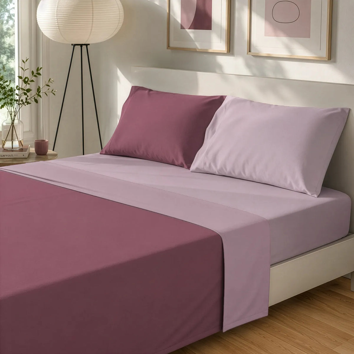 Kasanova Completo Letto Matrimoniale Manopesca Burgundy Bicolore 4 Pezzi