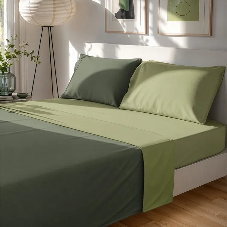 Kasanova Completo Letto Matrimoniale Manopesca Verde Bicolore