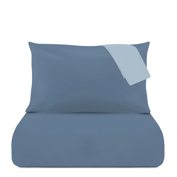 Kasanova Parure Copripiumino Matrimoniale Manopesca Blu Bicolore