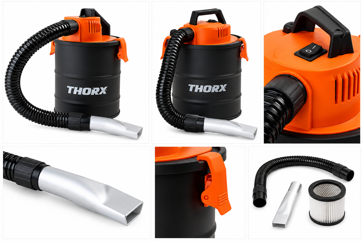 Thorx Aspiracenere Elettrico 600 W con Serbatoio da 6 Litri per Stufe e Caminetti