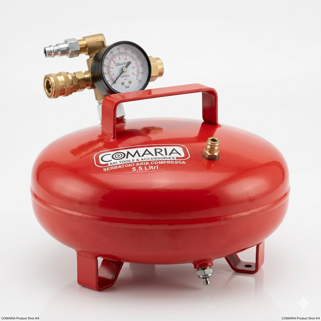 Serbatoio aria compressa con manometro 5,5 litri per sistemi pneumatici Comaria
