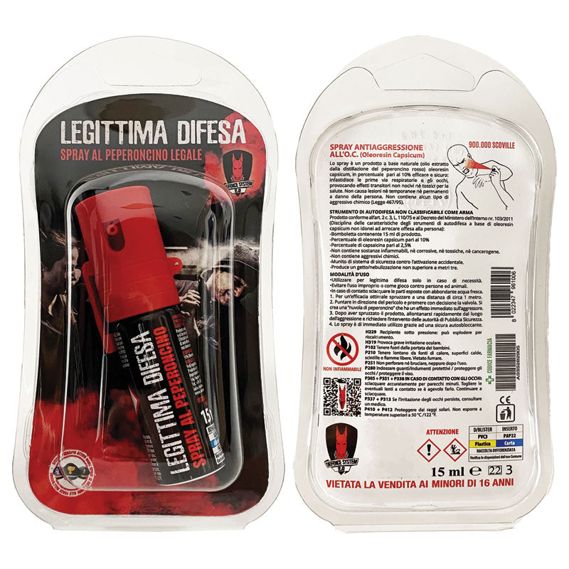 Spray al Peperoncino 15ml Antiaggressione Tascabile, Dissuasore per Legittima Difesa a Norma di Legge | Bricosapiens