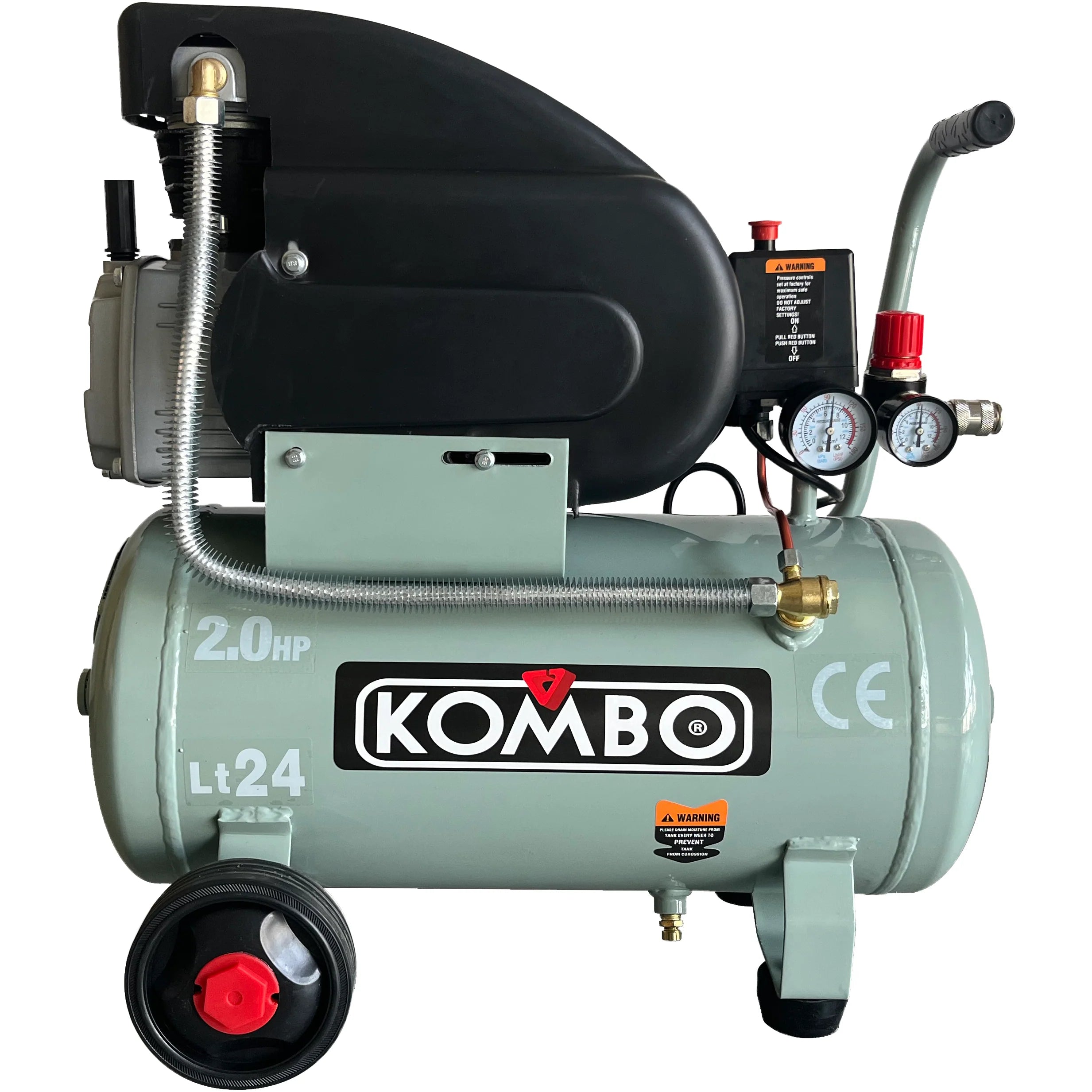 Compressore ad Aria 24 Litri Professionale KOMBO Potenza 1,5 KW / 2,0 HP Pressione 8 Bar, Uso Domestico | KOMBO