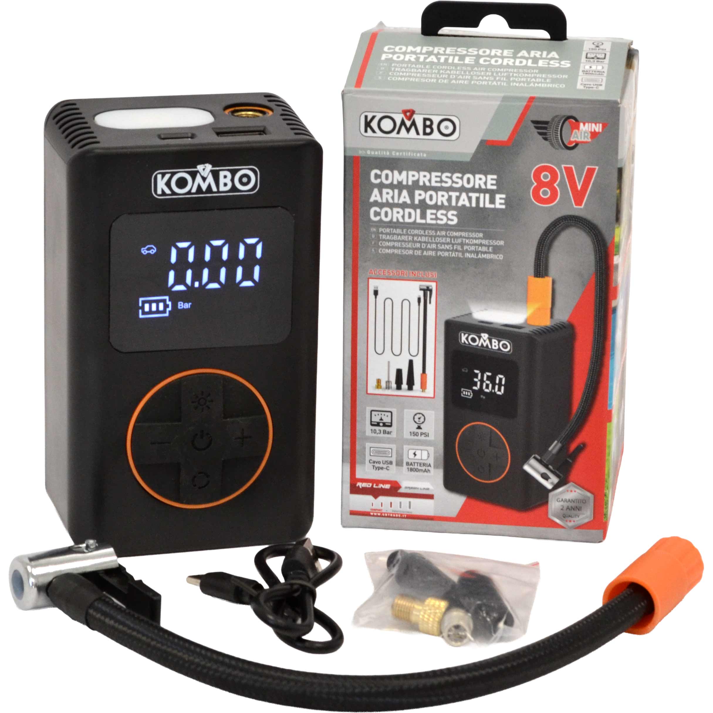 Compressore aria portatile cordless 8V Kombo