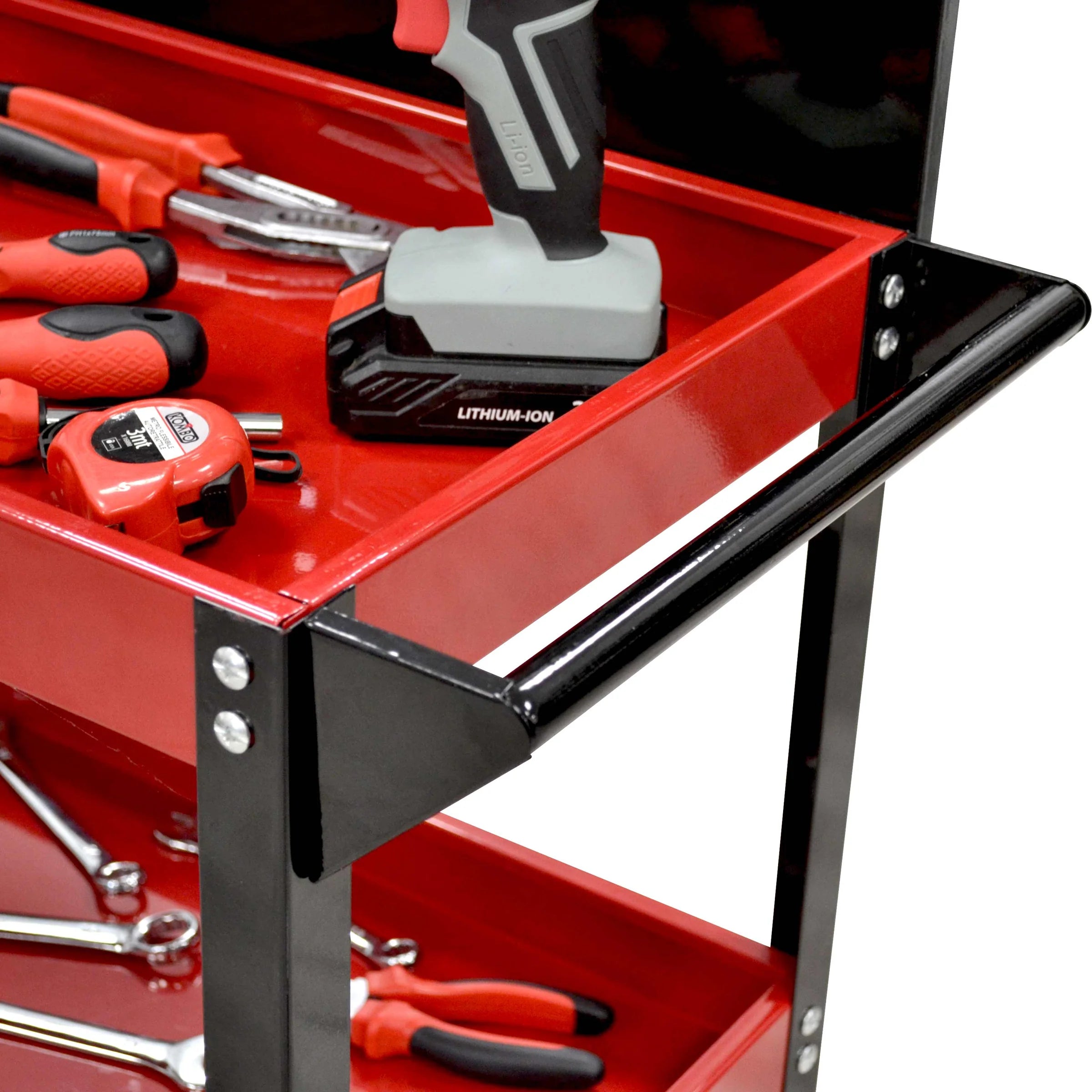 Carrello Portautensili KOMBO a 3 Ripiani con Pannello Forato Portattrezzi e Porta Cacciaviti, Portata 150kg, Acciaio Verniciato, Idea Regalo Natale | KOMBO