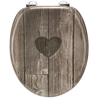 Asse Sedile Tavoletta per WC bagno Decorato Cuore in MDF Marrone Masidef