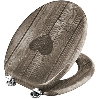 Asse Sedile Tavoletta per WC bagno Decorato Cuore in MDF Marrone Masidef