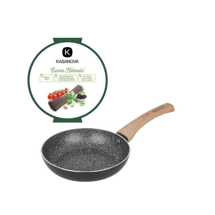 Padella Antiaderente BLACK STONE Diametro 18 cm Rivestimento a Effetto Pietra, Monoporzione | Kasanova