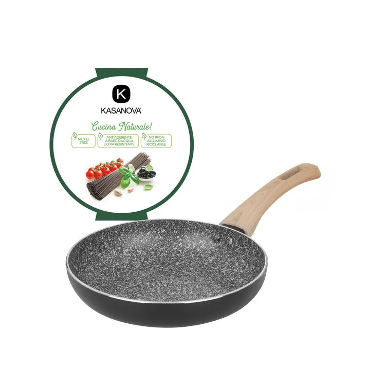Padella Antiaderente BLACK STONE Diametro 22 cm Rivestimento Effetto Pietra, Manico Ergonomico | Kasanova