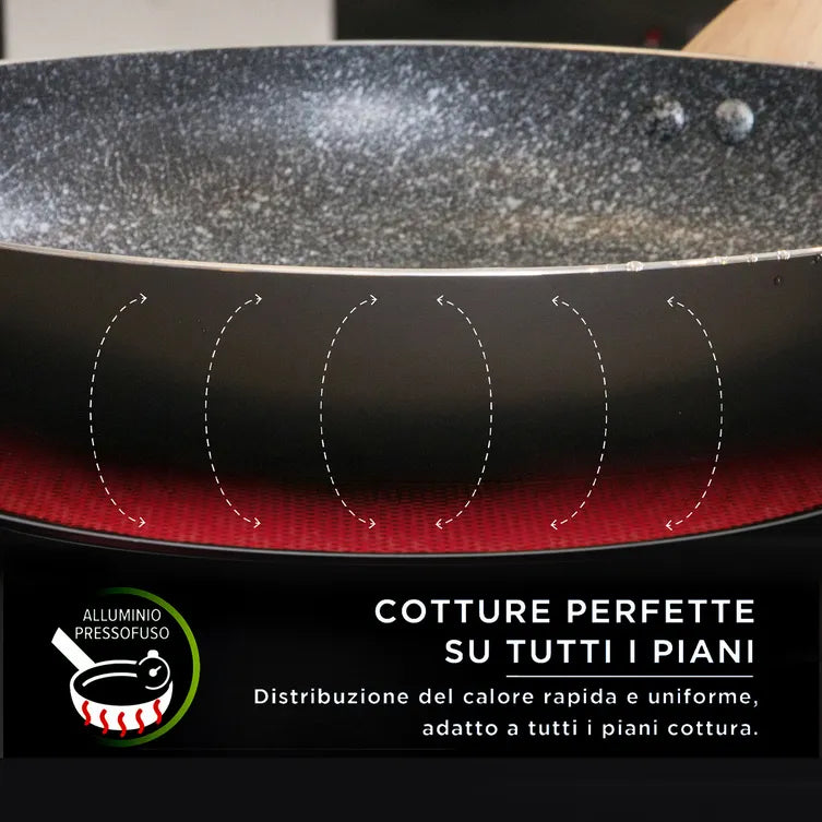 Padella Antiaderente BLACK STONE Diametro 24 cm Rivestimento Effetto Pietra, Cottura Perfetta | Kasanova