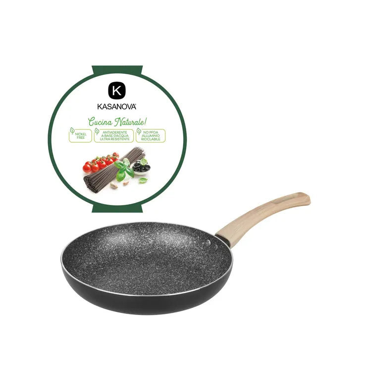 Padella Antiaderente BLACK STONE Diametro 24 cm Rivestimento Effetto Pietra, Cottura Perfetta | Kasanova
