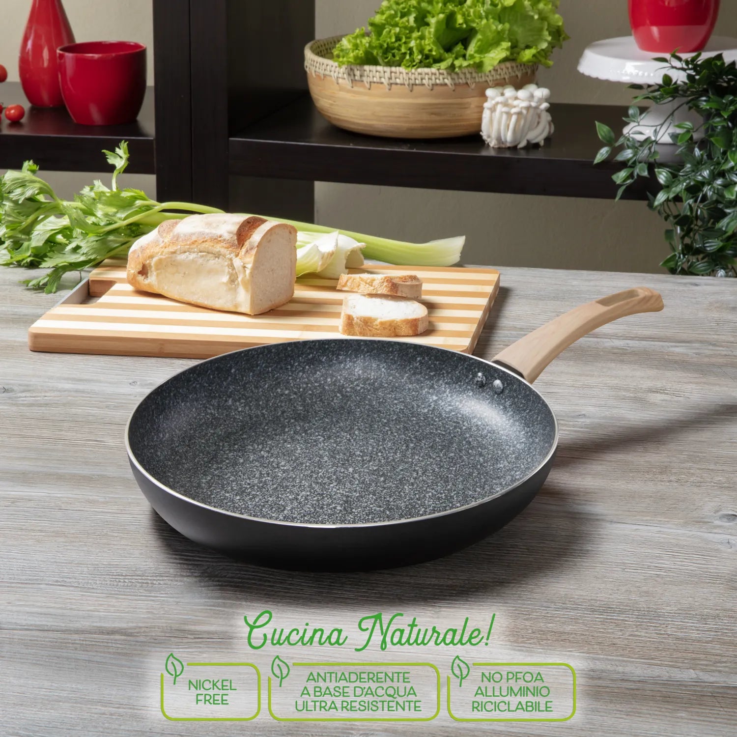 Padella Antiaderente BLACK STONE Diametro 28 cm con Rivestimento Effetto Pietra | Kasanova