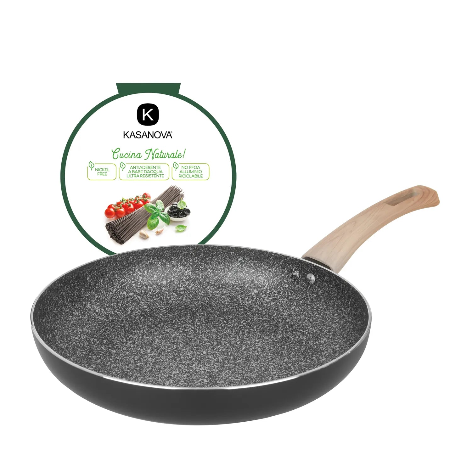 Padella Antiaderente BLACK STONE Diametro 32 cm con Rivestimento a Effetto Pietra, Idee Regalo | Kasanova