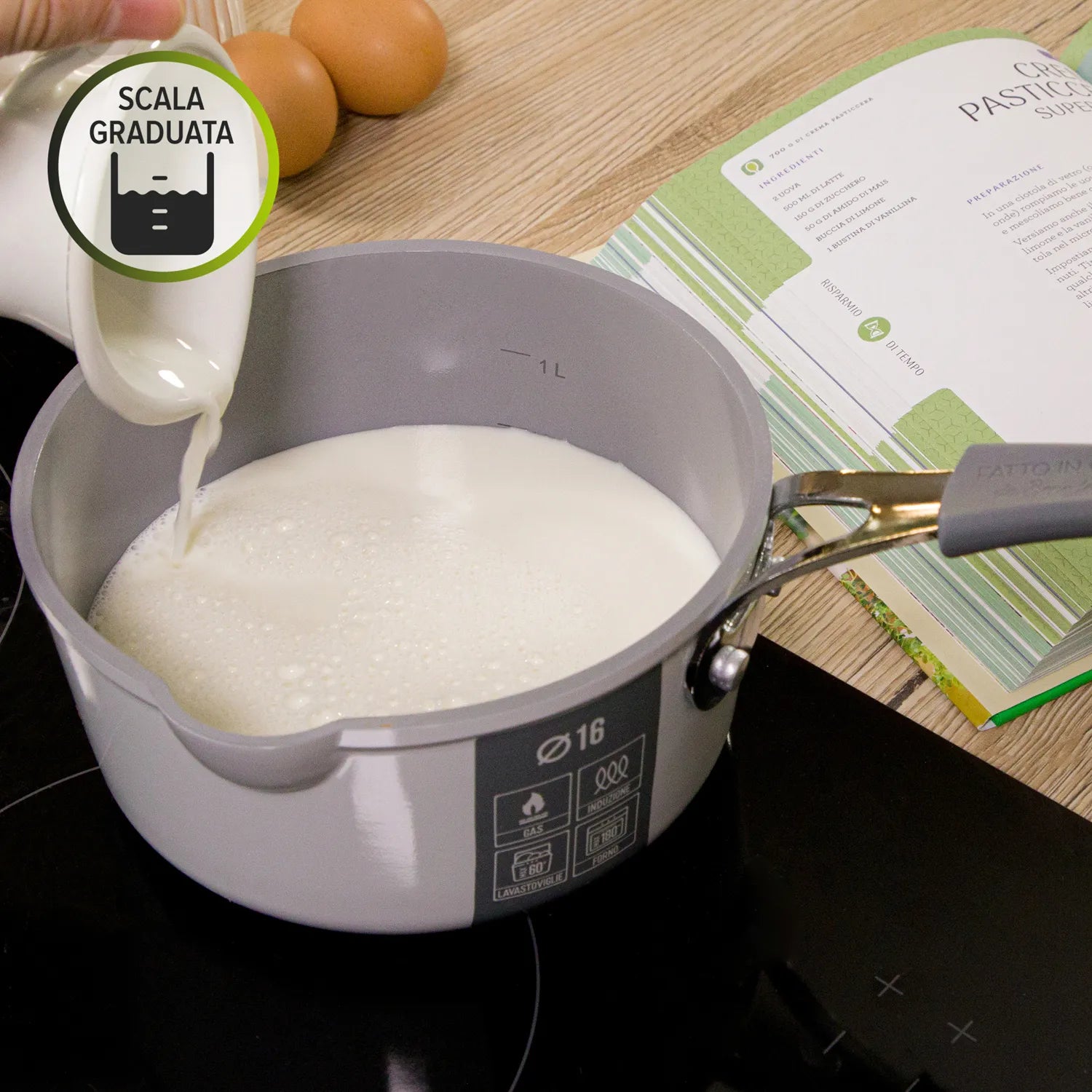 Casseruola (Pentolino) Induzione Diametro 16 cm con Coperchio Linea 