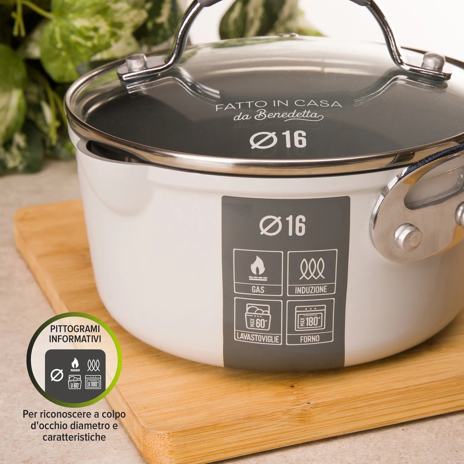 Casseruola (Pentolino) Induzione Diametro 16 cm con Coperchio Linea 