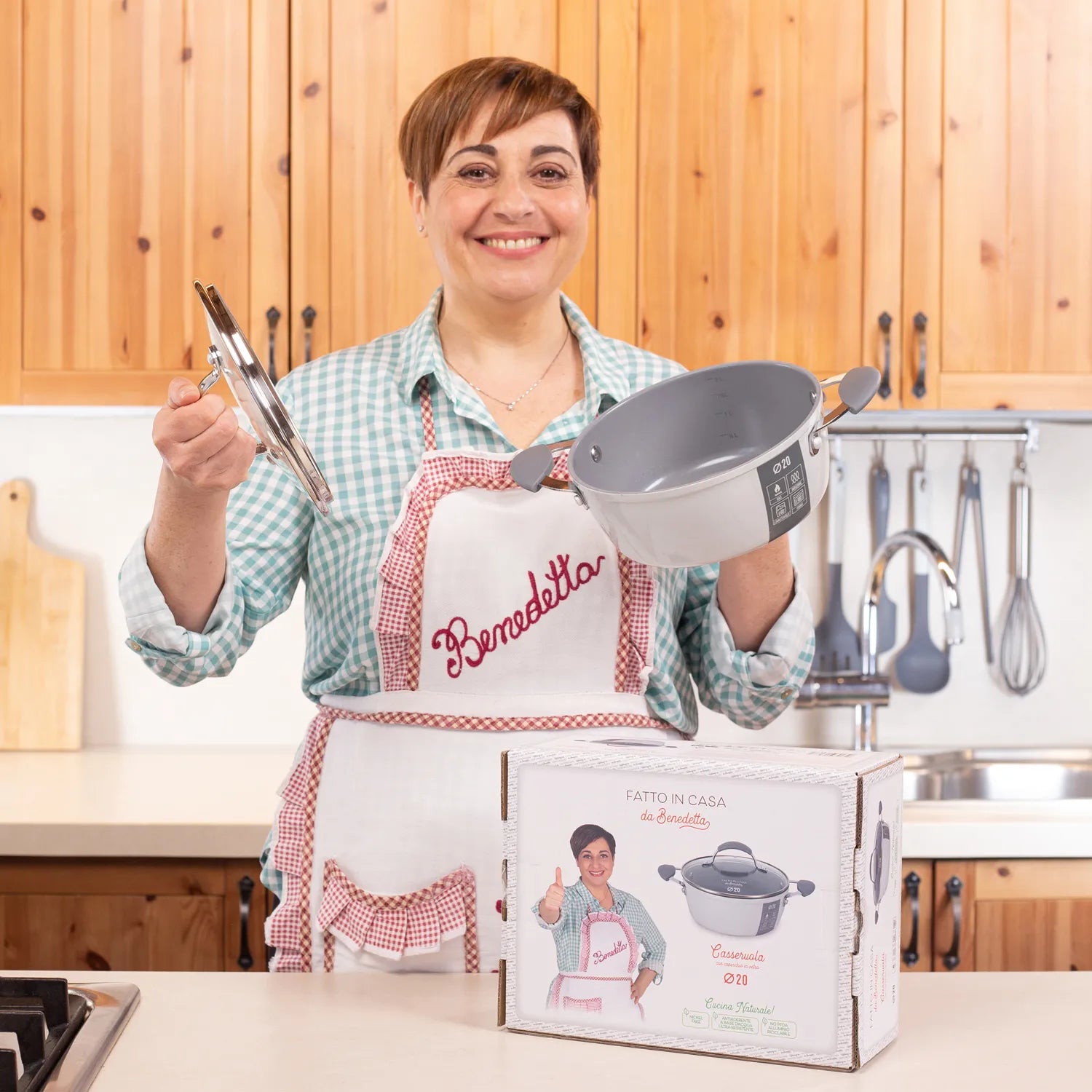 Casseruola Pentola Induzione Diametro 20 cm con Coperchio Linea 