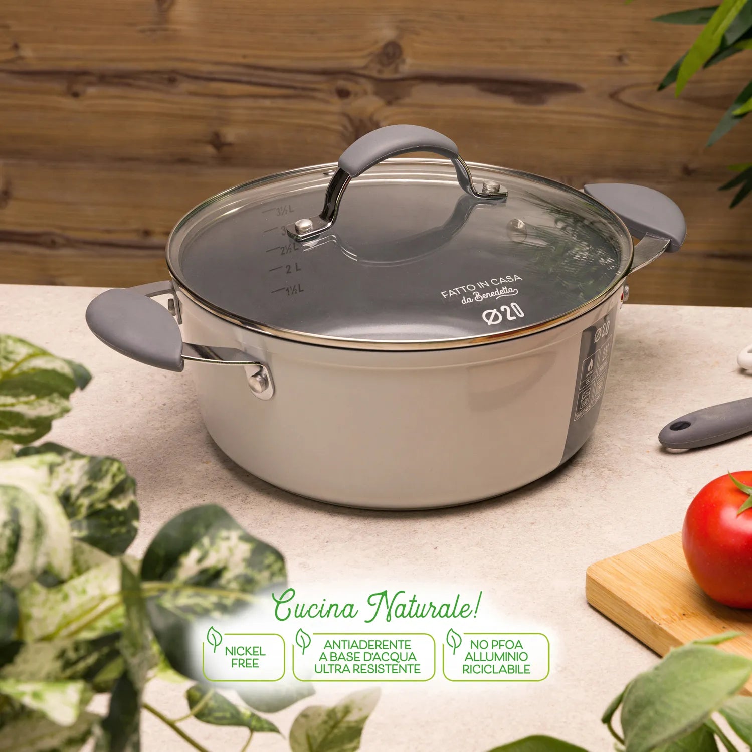 Casseruola Pentola Induzione Diametro 20 cm con Coperchio Linea 