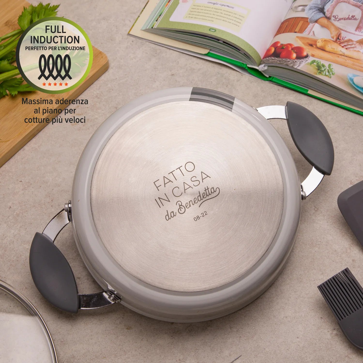 Tegame Antiaderente Induzione Diametro 24 cm con Coperchio Linea 