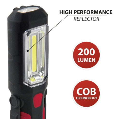 Lampada di ispezione orientabile 2-in-1 Velamp Transformer 200/30 lumen