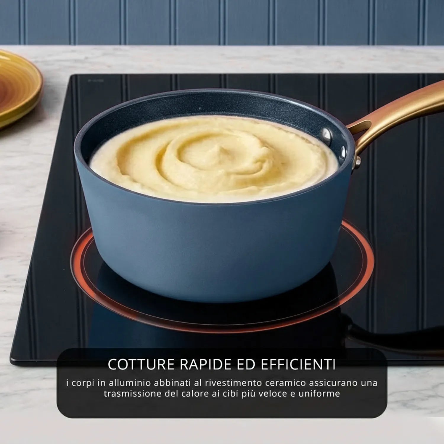 Batteria di pentole e padelle 12 pezzi antiaderente ceramica Rhapsody blu induzione Kasanova