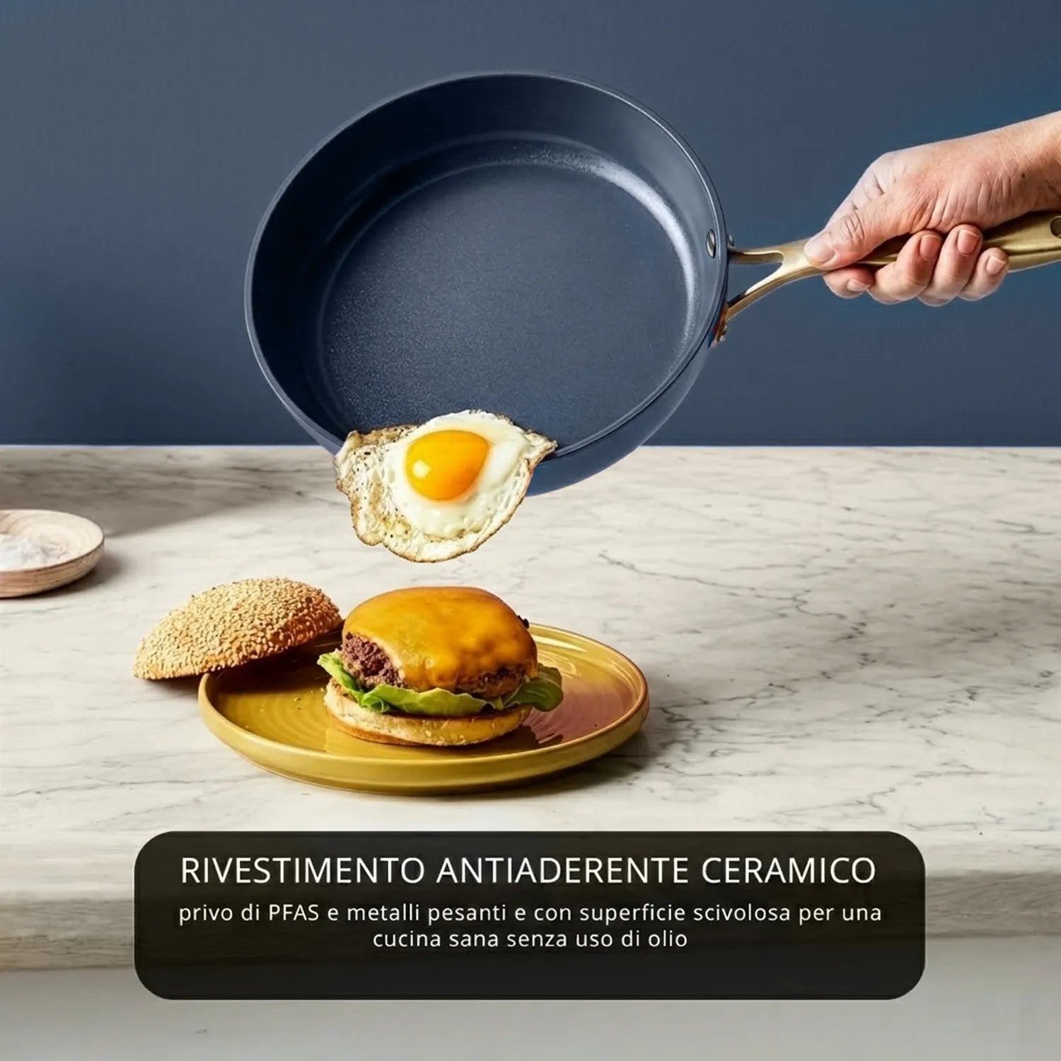 Batteria di pentole e padelle 12 pezzi antiaderente ceramica Rhapsody blu induzione Kasanova