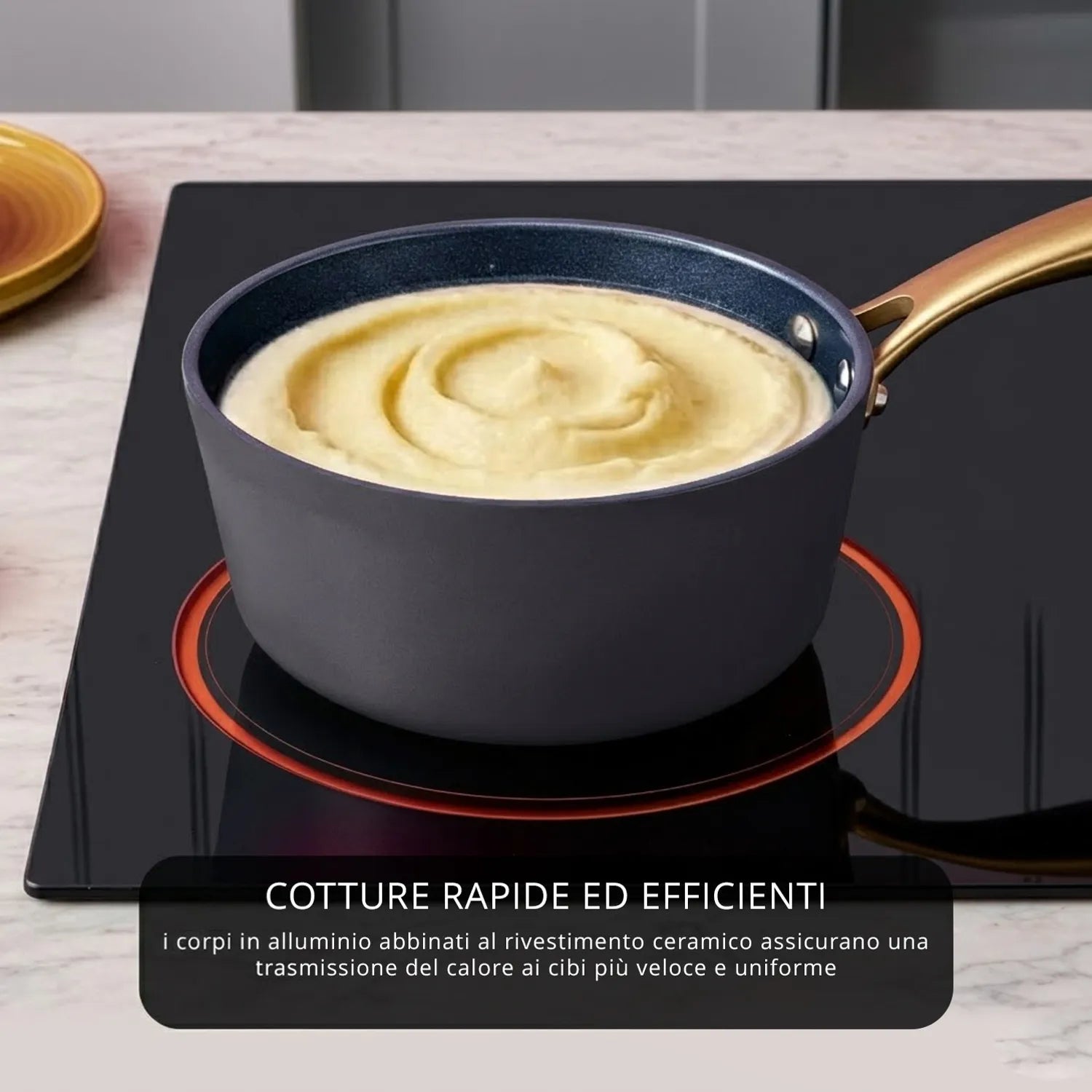 Batteria di pentole e padelle 12 pezzi antiaderente ceramica Rhapsody nera induzione Kasanova