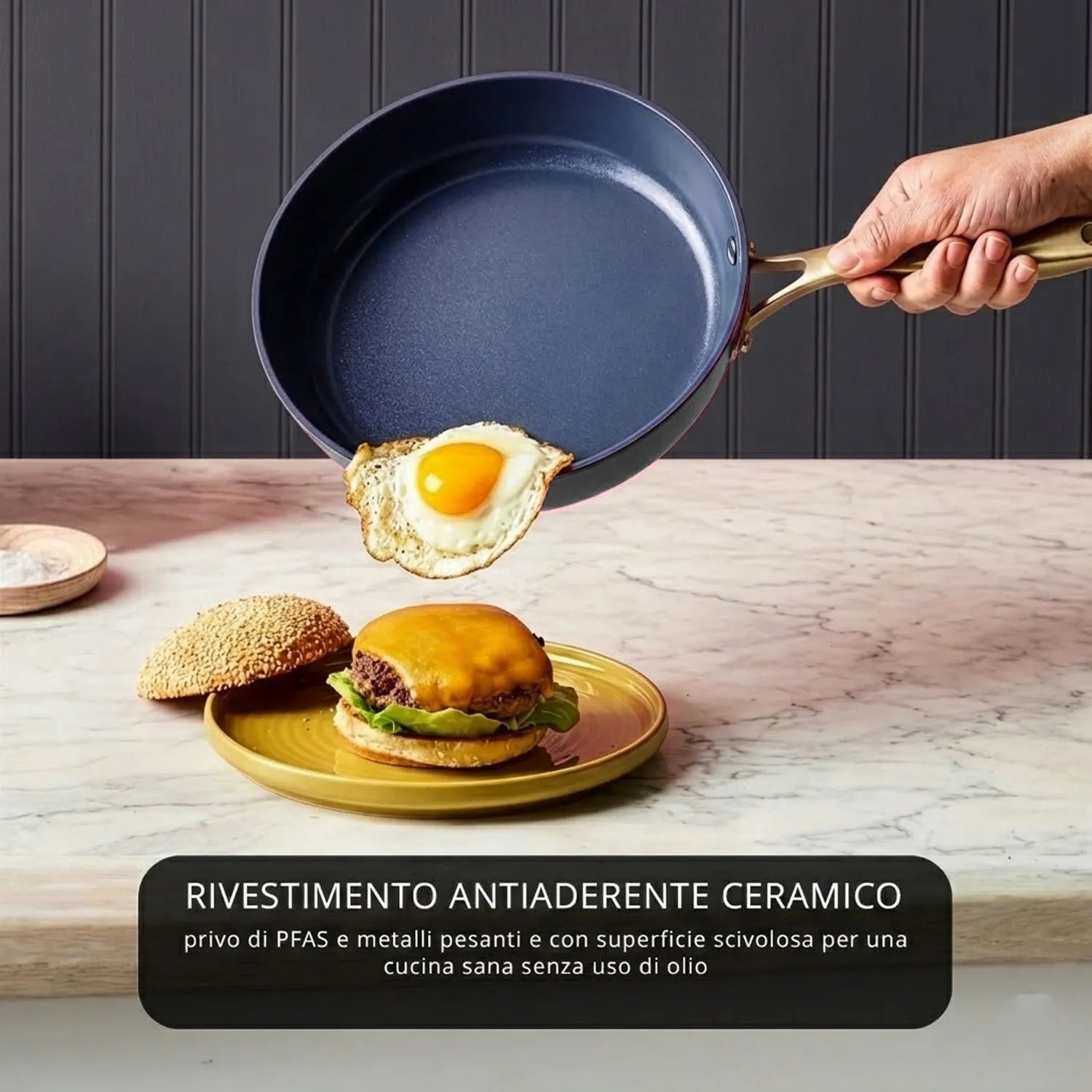 Batteria di pentole e padelle 12 pezzi antiaderente ceramica Rhapsody nera induzione Kasanova