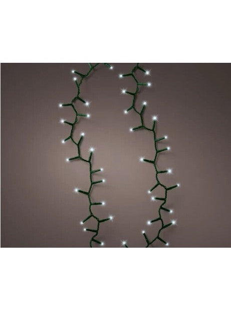 Catena di Luci di Natale LED Compact 34 Metri Cavo Verde Luce Cool White (Bianco Freddo) con 8 Giochi di Luce | Kaemingk