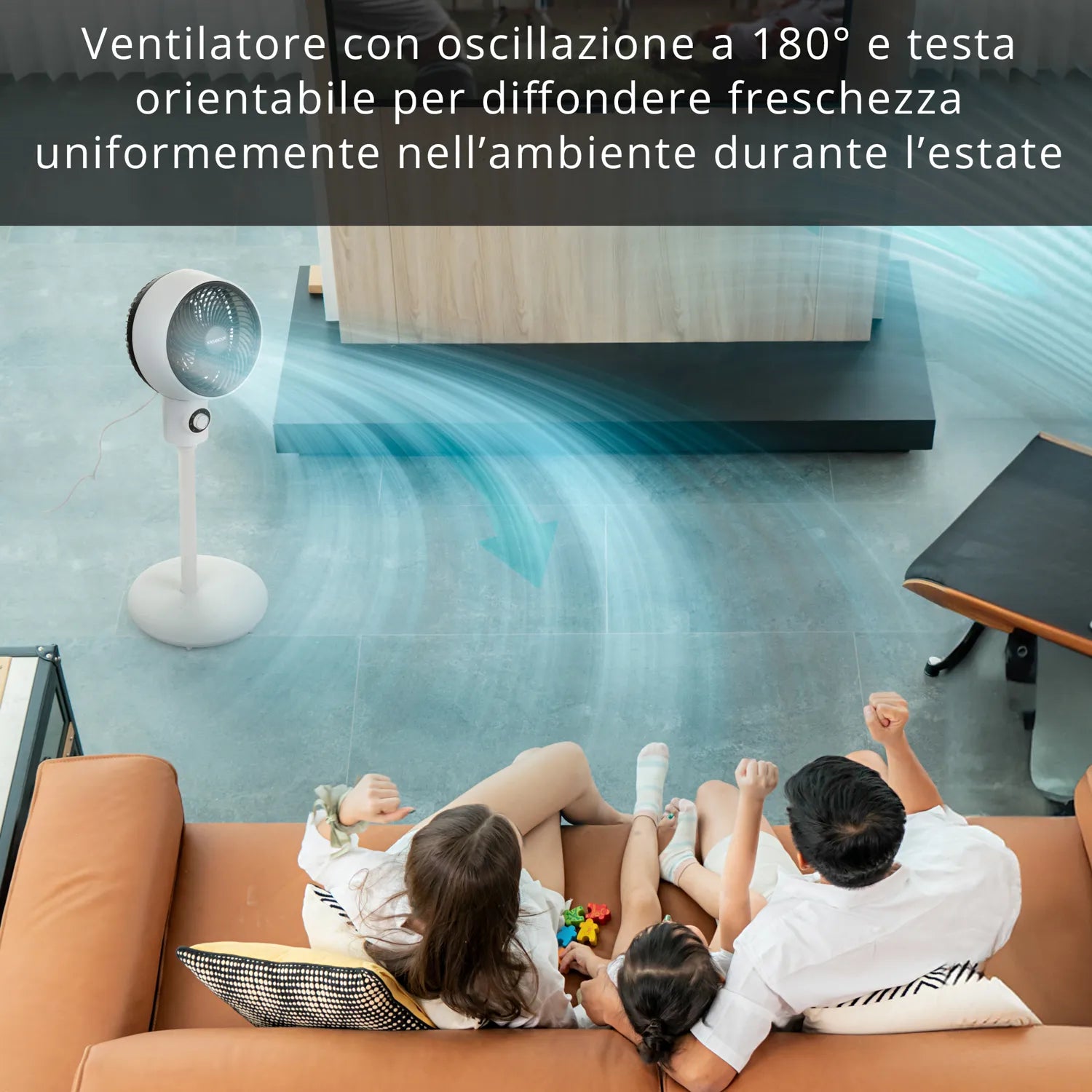 Ventilatore a piantana silenzioso Kasanova 3 velocità bianco 35W testa orientabile 180 gradi