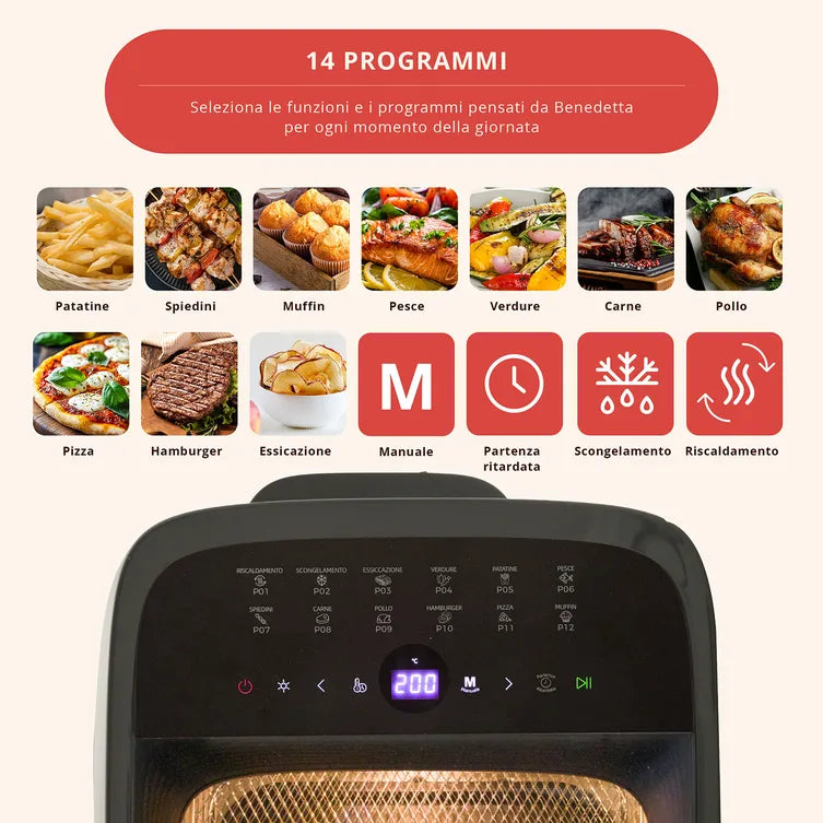 Friggitrice ad Aria XXL 12 Litri 1800 Watt con Funzione Forno Linea 