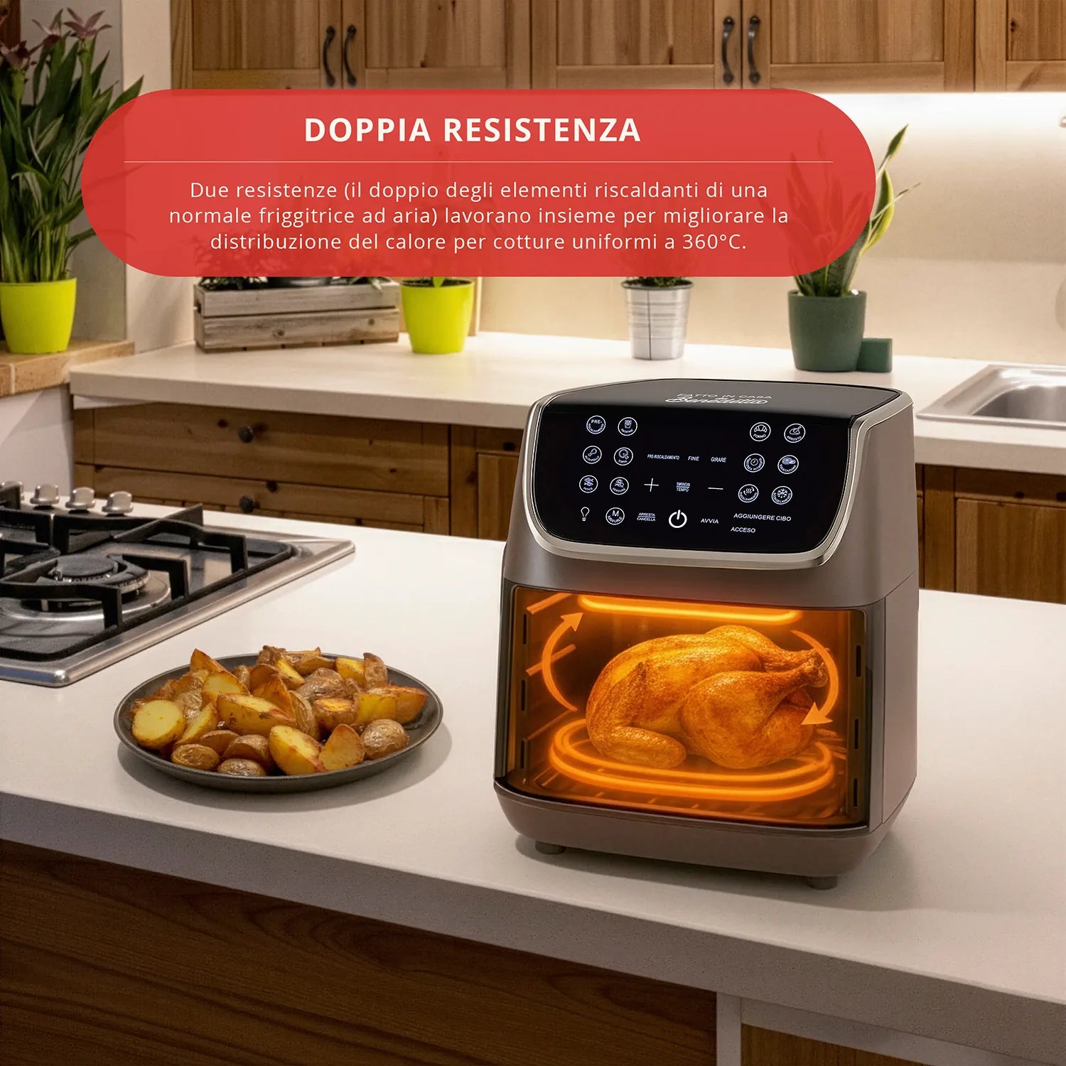 Friggitrice ad Aria Doppia Resistenza 6,5 Litri 1700 Watt (Max) Linea 