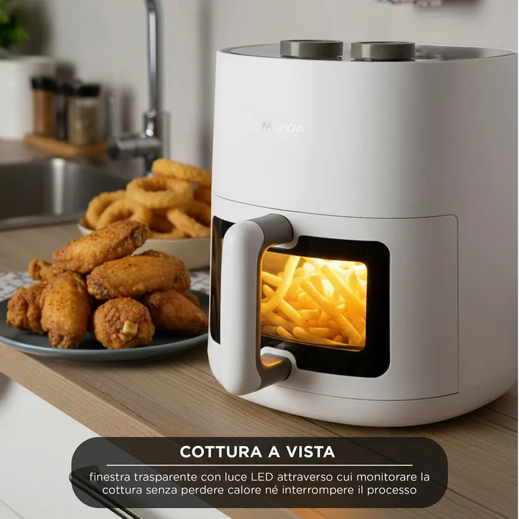 Friggitrice ad Aria Calda Digitale da 4,5 Litri W14 (Air Fryer) Funzione Timer e Temperatura Regolabile | Kasanova