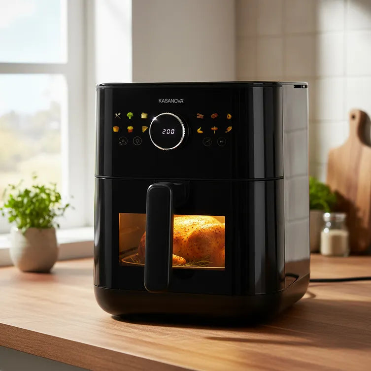 Friggitrice ad Aria Kasanova 6 Litri 1450W, Forno Digitale con 14 Programmi e Finestra a LED | Kasanova