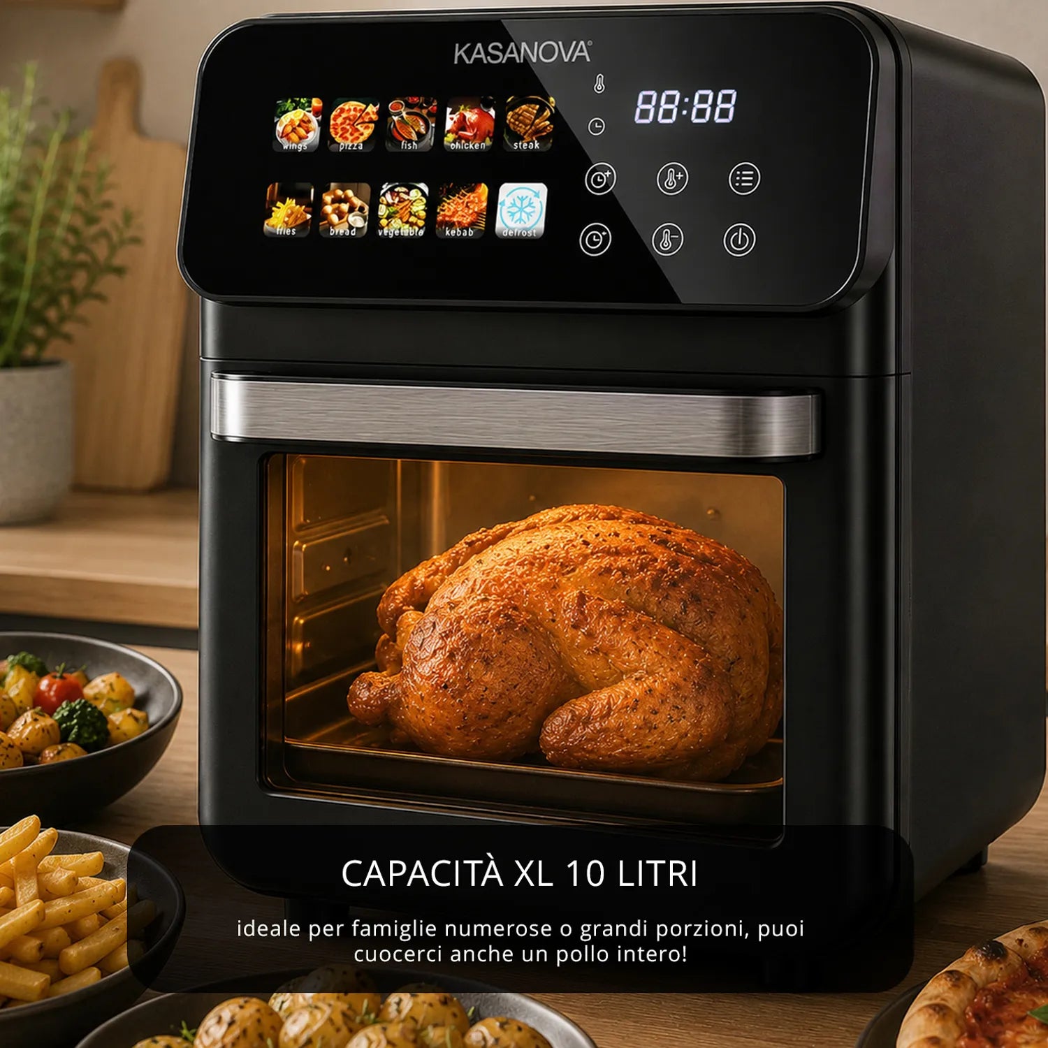 Forno friggitrice ad aria digitale XL Kasanova 10 litri 1350W nero