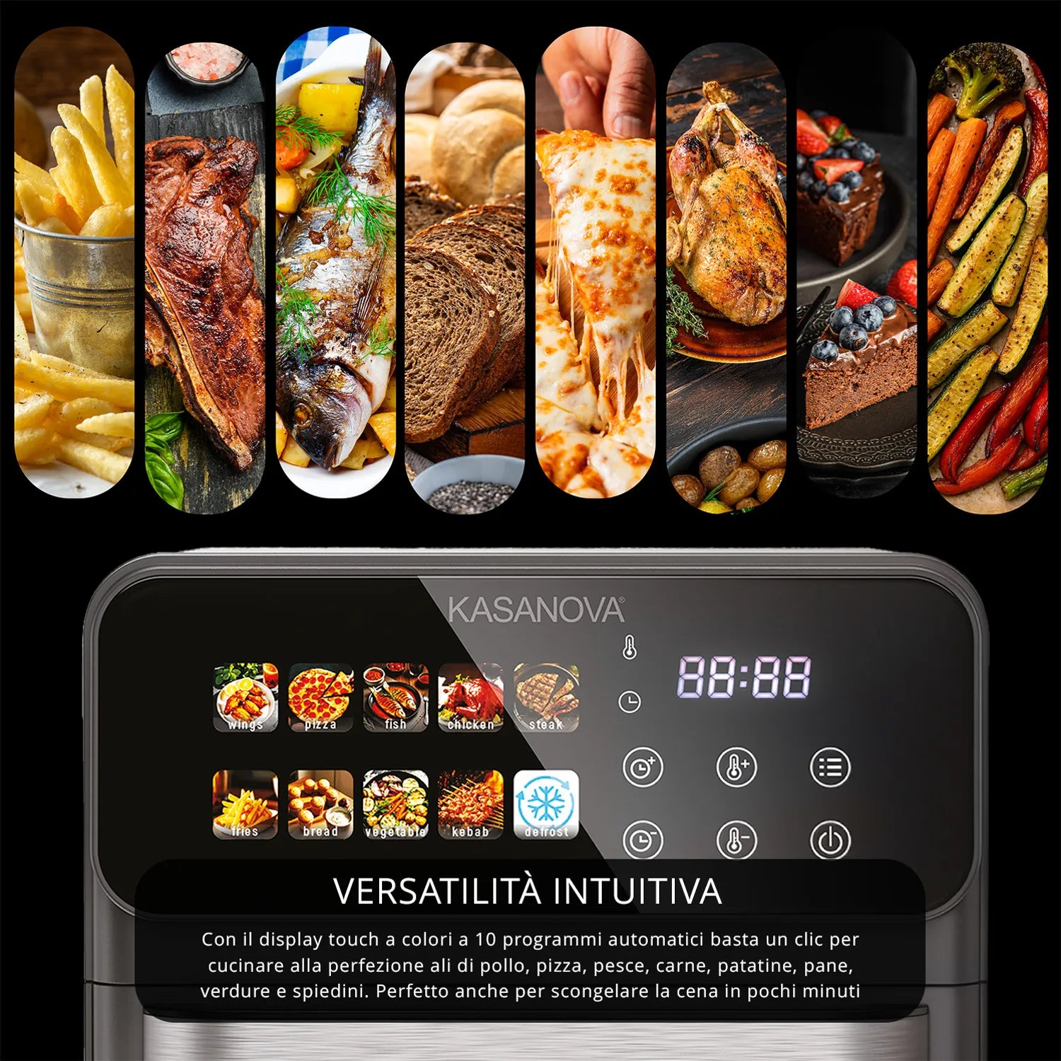 Forno friggitrice ad aria digitale XL Kasanova 10 litri 1350W nero