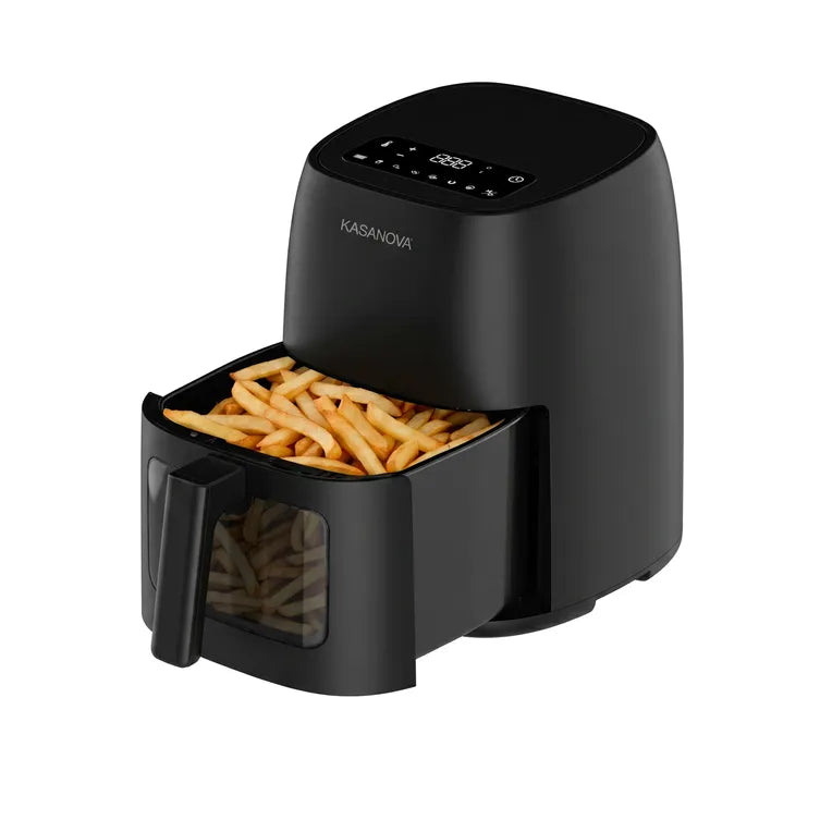 Friggitrice ad aria digitale 4L 1500W nera con finestra e luce LED Kasanova