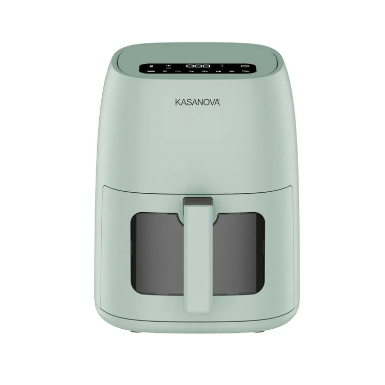 Friggitrice ad aria digitale 4L 1500W verde salvia con finestra e luce LED Kasanova