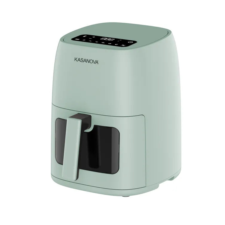 Friggitrice ad aria digitale 4L 1500W verde salvia con finestra e luce LED Kasanova