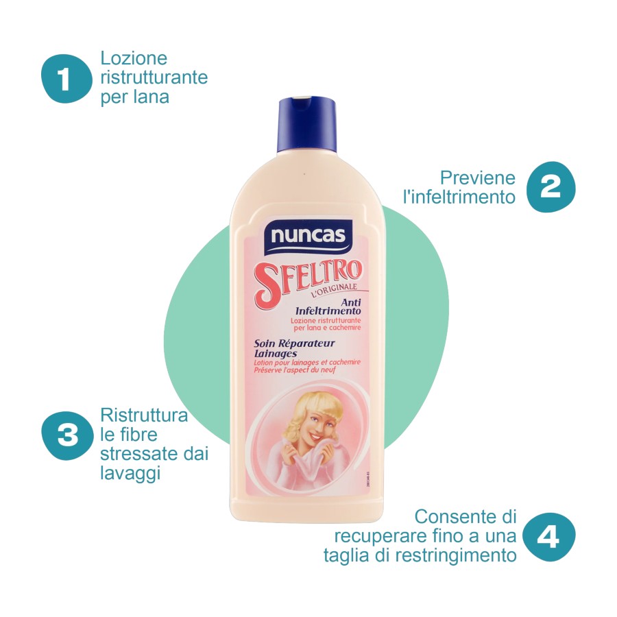 Nuncas Sfeltro lozione ristrutturante anti-infeltrimento per lana e cachemire 500 ml