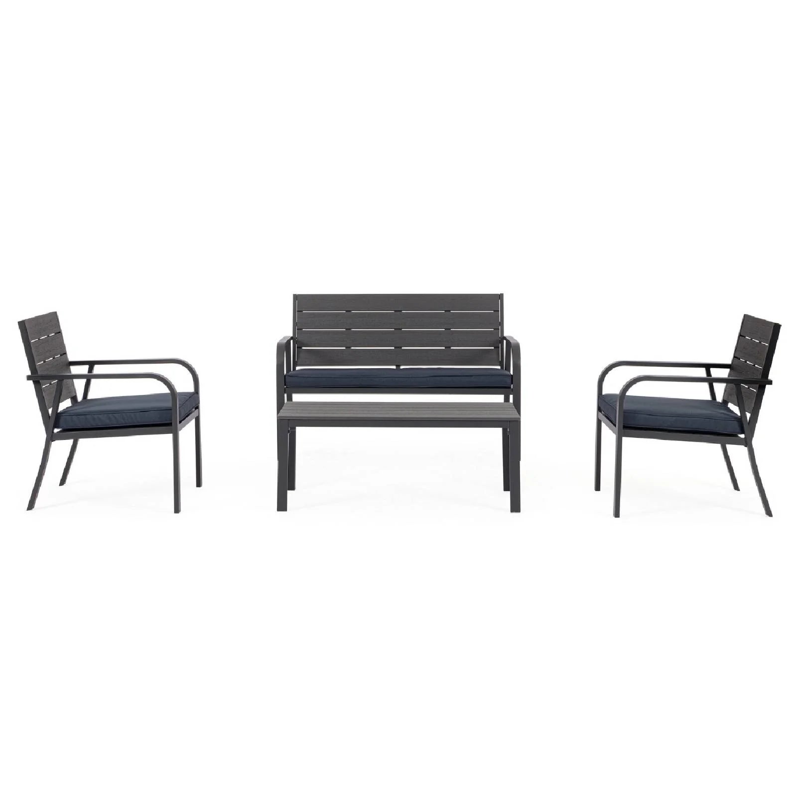 Set Salotto da Giardino Bizzotto Sarita 4 Pezzi Antracite con Cuscini, Arredo Outdoor in Acciaio