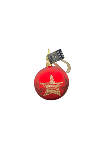Pallina di natale rossa con stelle oro1 pz 8 cm Kaemingk