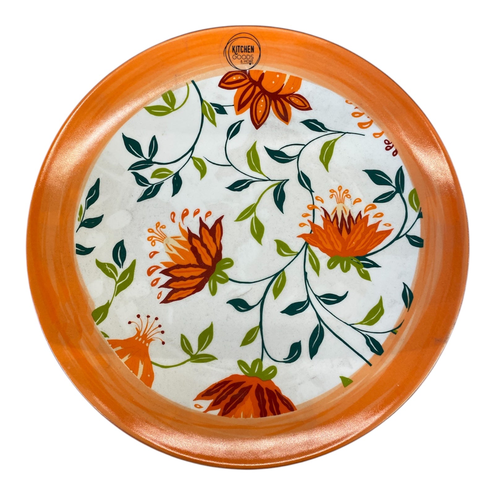 Set 6pz piatti piani in porcellana arancione fantasia floreale idea regalo Kaemingk