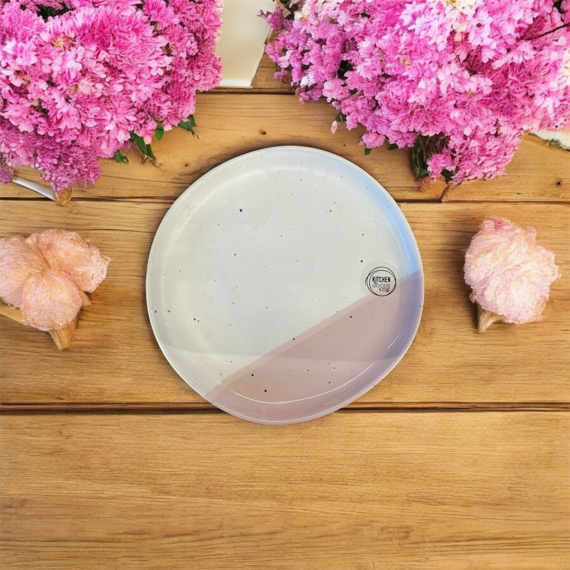 Set 6pz piatti dessert in gres rosa-grigio idea regalo Kaemingk