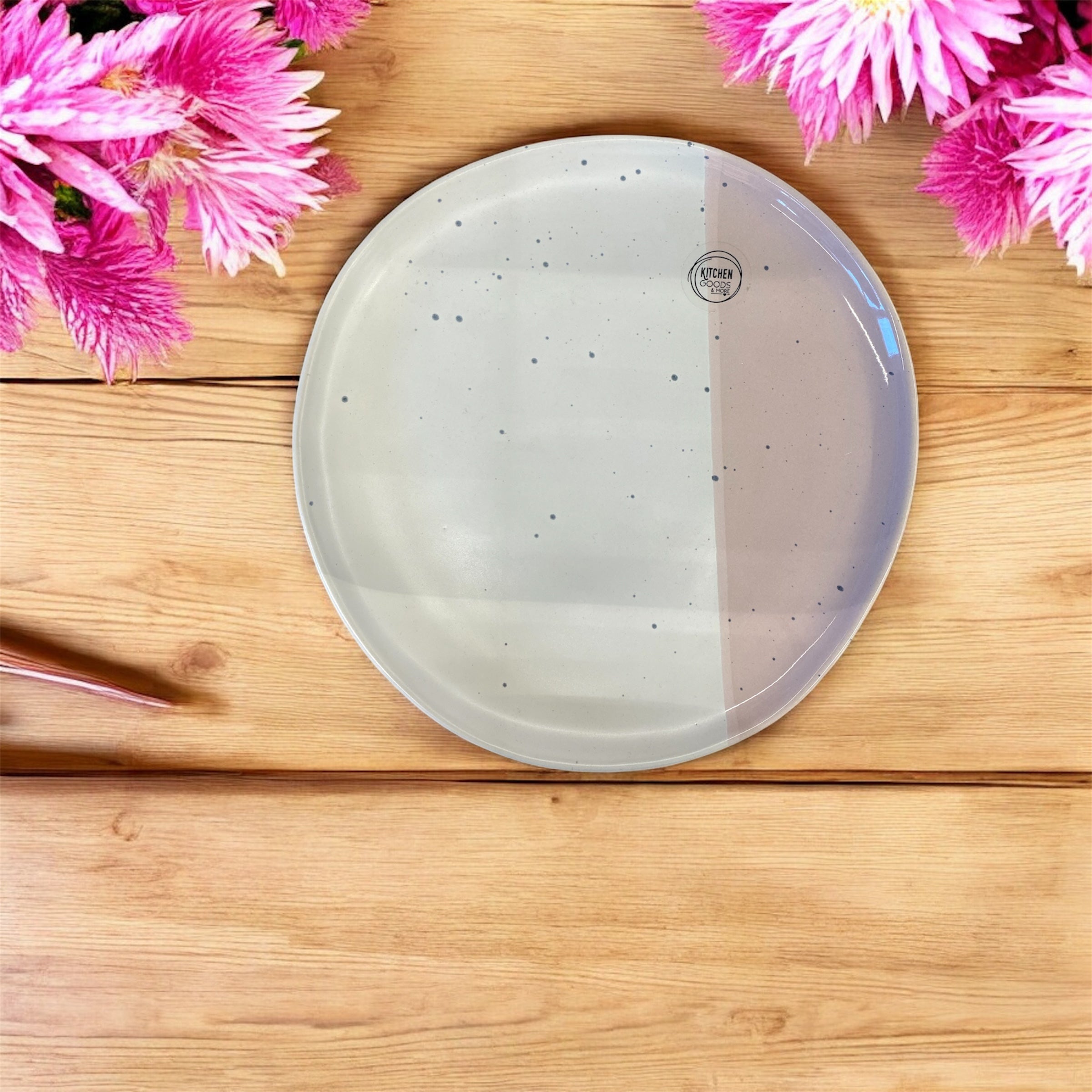 Set 6pz piatti piani in gres rosa-grigio idea regalo Kaemingk